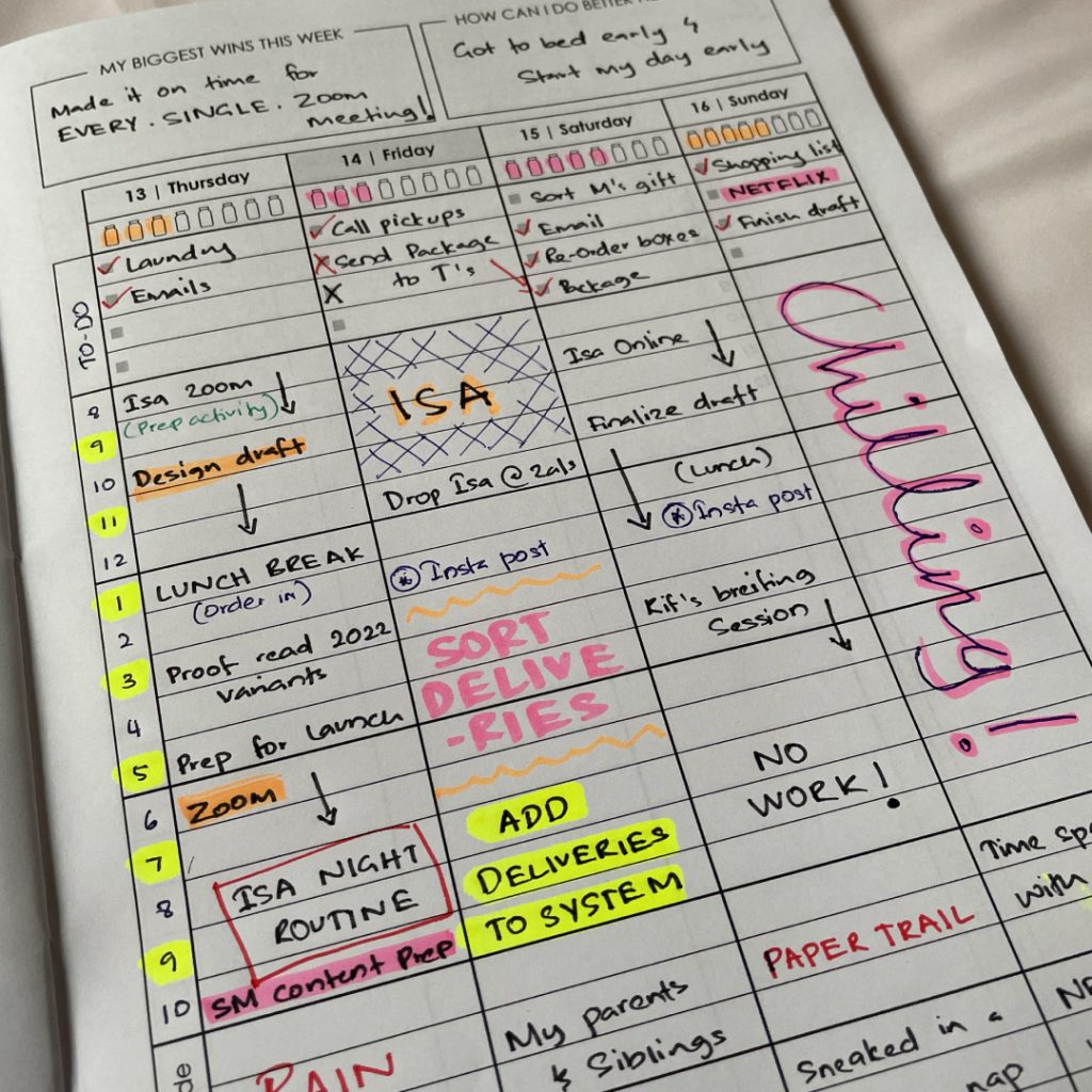 weekly time based planning