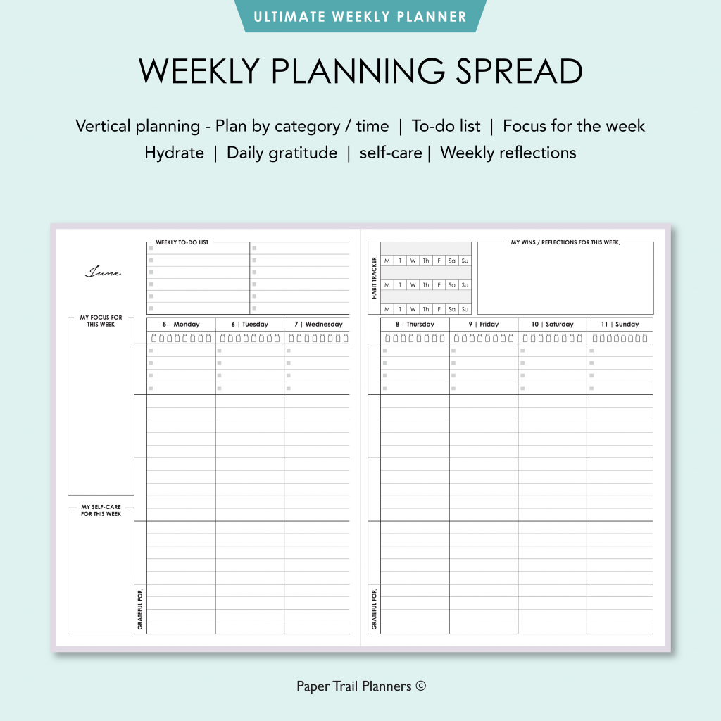 paper trail planners - 2023 weekly - inner pages