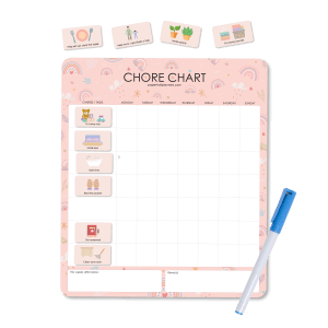 pink rainbow chore chart for kids