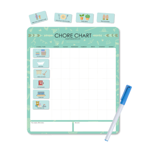 turquoise rainbow chore chart for kids